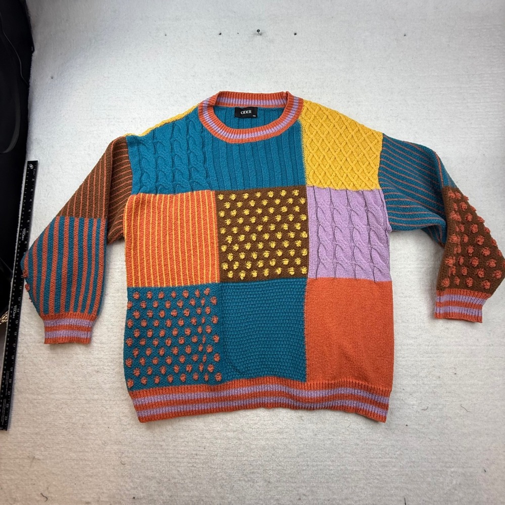 Cider Patchwork Cable Knit Sweater cozy boho Kidc… - image 1